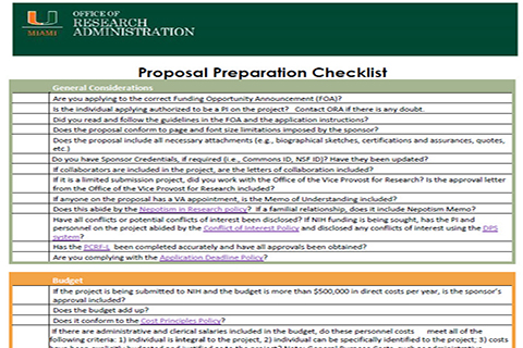 Proposal Preparation Checklist